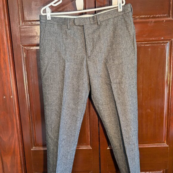 J. Crew Bowery 34x32 Slim Charcoal Herringbone Wool Pants - Picture 1 of 6